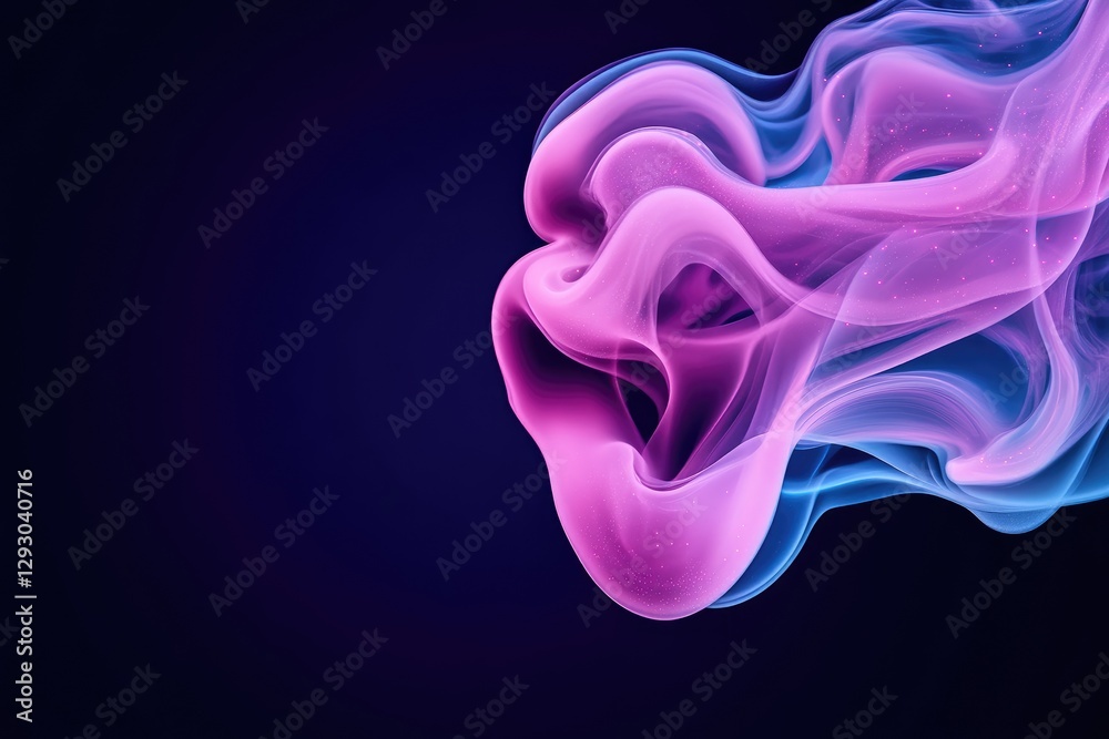Poster abstract pink and blue smoke creating swirling shapes on dark background