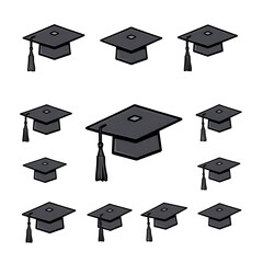 Graduate cap hat icon ,sign pictogram, symbol set isolated