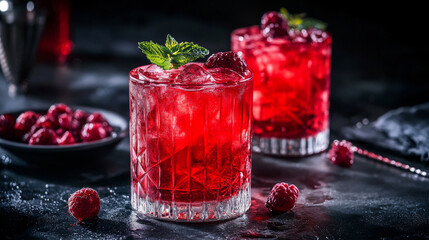 Refreshing cocktail with raspberries and mint, perfect for gatherings