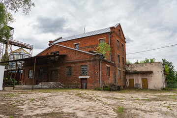 old abandoned brick warehouse or small factory