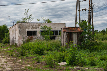 old abandoned building with dilapidated toilet