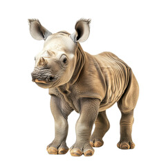 Fototapeta premium Young rhinoceros calf isolated soft lighting warm color palette innocent