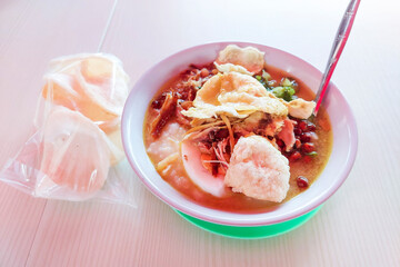 Chicken Porridge and Crackers on the table