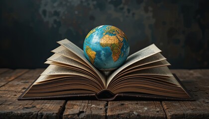 open book with earth globe