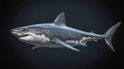 Fototapeta premium Detailed depiction of a great white shark swimming gracefully in ocean waters