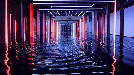 forming geometric patterns under artificial neon lighting 