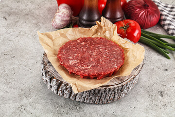 Raw beef burger cutlet minced meat