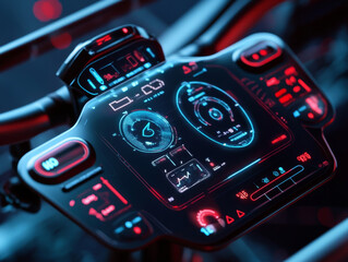 Obraz premium Futuristic dashboard with glowing interface and digital displays