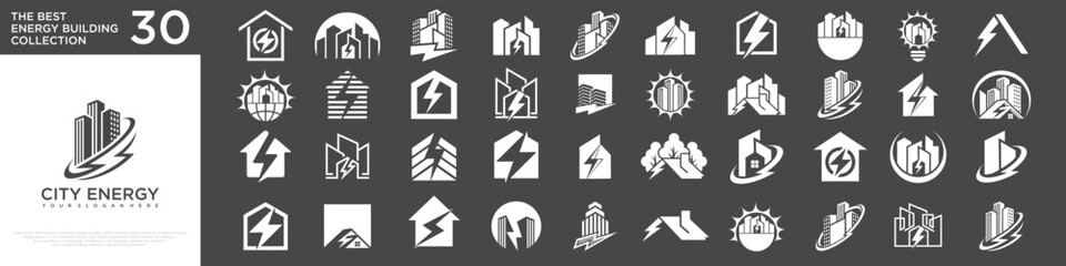 Fototapeta premium set of Energy city Logo design. power Icon Symbol . vector Illustration