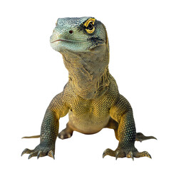 Obraz premium Vibrant symmetrical image of alert young Komodo dragon in studio