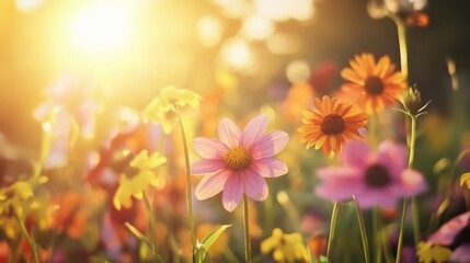 Vibrant Summer Garden with Beautiful Flowers