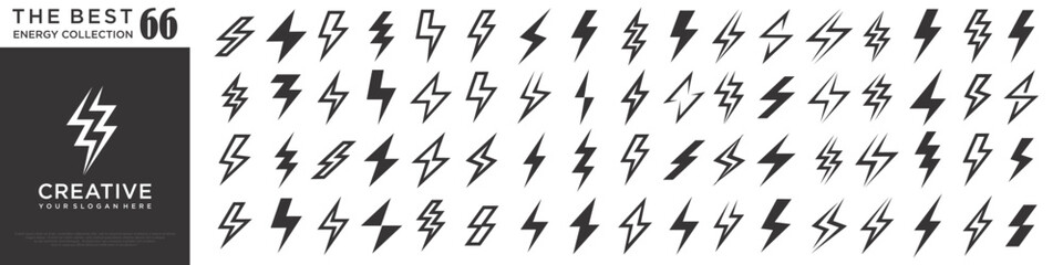 Lightning icon set . electric sign and symbol. power icon. energy sign . vector illustration