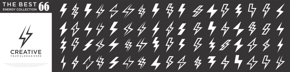 Obraz premium Lightning icon set . electric sign and symbol. power icon. energy sign . vector illustration