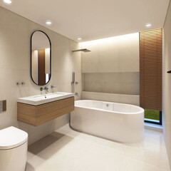 modern bathroom with white tiles