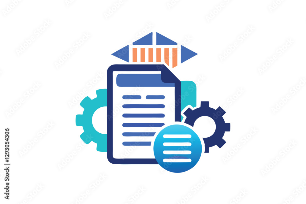 Poster modern symbol representing document management and workflow automation in a digital environment, gen