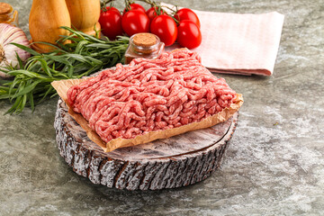Raw uncooked red minced meat