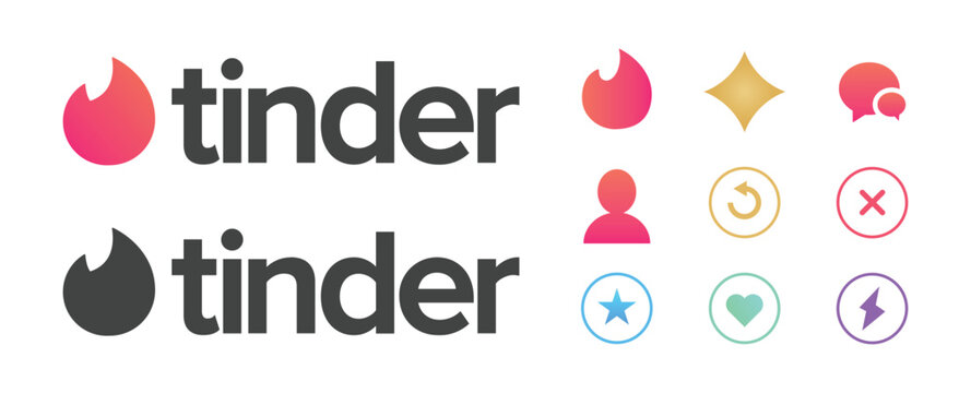Set of icon for tinder site. Vector icons isolated on white background