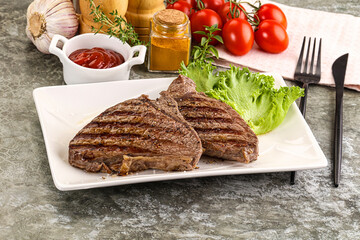 Delicus grilled beef steak with sauce