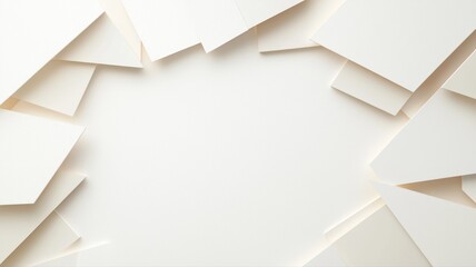Elegant abstract background with layered white paper sheets, creating a minimalistic and modern design.