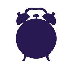 Hand drawn vector typography poster. Black silhouette of alarm clock on white background with inscription 