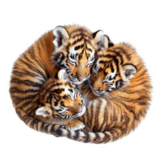 Obraz premium Playful tiger cubs in soft lighting on Transparent background