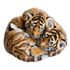 Fototapeta premium Playful tiger cubs in soft lighting on Transparent background