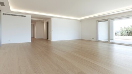 Fototapeta premium Empty Modern Interior Living Room with Hardwood Floors