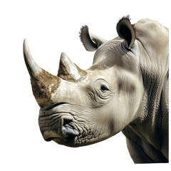 Fototapeta premium Powerful rhino portrait with dramatic lighting and textured skin