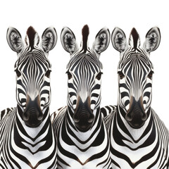 Stylish composition of three zebras on seamless background