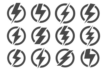 Lightning bolt icons set isolated on white background. thunderbolt vector illustration .