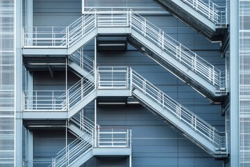 Metal emergency stairs providing safe egress from modern building