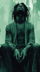 Portrait of a man with dreadlocks, embodying serenity and introspection