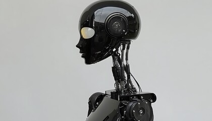 Black Robot Head Profile, Studio Shot