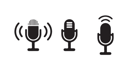 Microphone icon set. black vector icon. microphone logo icon vector. Mic, voice recorder concept. vector illustration eps 10.