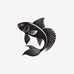 Discover a sleek black fish vector silhouette with clean lines and intricate details. Perfect for logos, wall art, and branding. Download now!