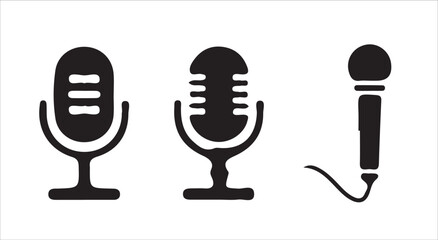 Microphone icon set. black vector icon. microphone logo icon vector. Mic, voice recorder concept. vector illustration eps 10.