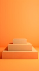 Minimalist Orange Product Display Stand with Three Platforms
