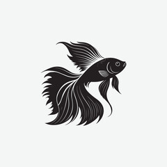 Obraz premium Discover a sleek black fish vector silhouette with clean lines and intricate details. Perfect for logos, wall art, and branding. Download now!