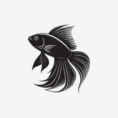Discover a sleek black fish vector silhouette with clean lines and intricate details. Perfect for logos, wall art, and branding. Download now!