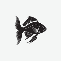 Discover a sleek black fish vector silhouette with clean lines and intricate details. Perfect for logos, wall art, and branding. Download now!