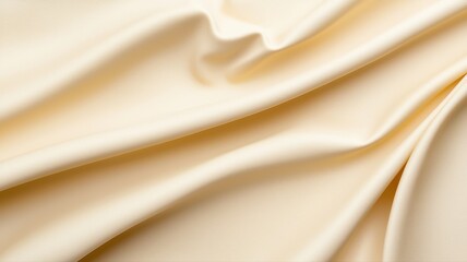 Naklejka premium Elegant cream-colored fabric folds, smooth texture background for luxury design and textile projects.
