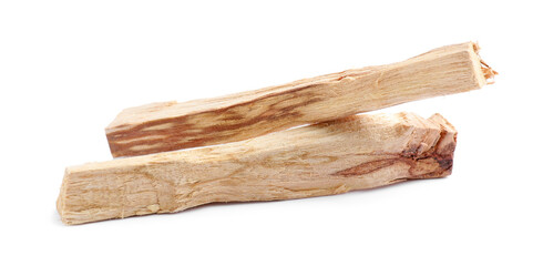 Two palo santo sticks on white background