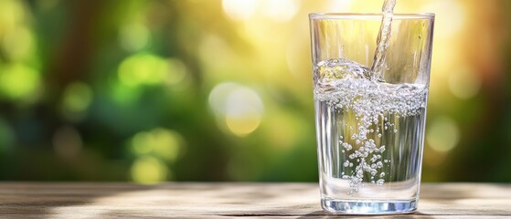 A glass of water is being poured into it