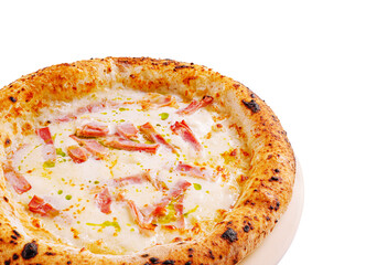 Delicious pizza with creamy sauce and crispy toppings