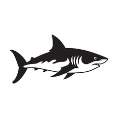 Fototapeta premium Shark silhouette clipart on a white background