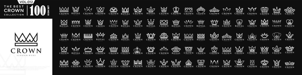 Crown icon set logo design. Crown sign collection. vector illustration