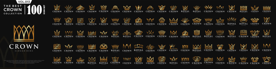 Crown icon set logo design. Crown sign collection. vector illustration