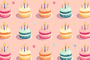 Cake with lit candles glowing in the dark, creating a festive atmosphere for a birthday celebration, surrounded by warm candlelight and soft shadows, book illustration style