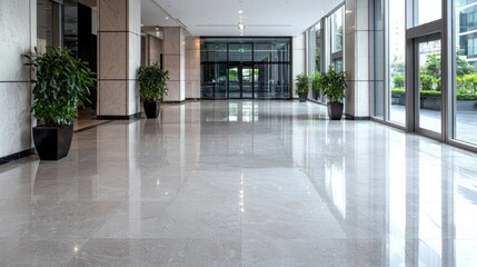 Modern Office Corridor with Natural Light