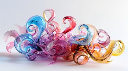 A detailed glass sculpture with colorful swirls, isolated on a clean white surface.
